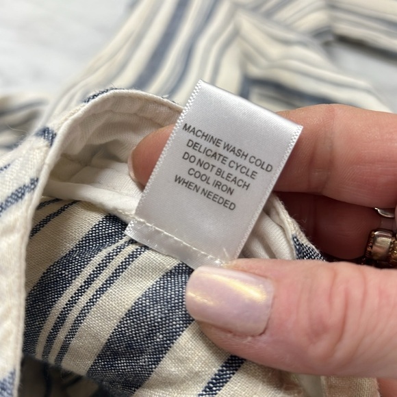 Michael Stars Linen Blue and Tan Stripe Straight Leg Pant Size XS - Picture 10 of 10